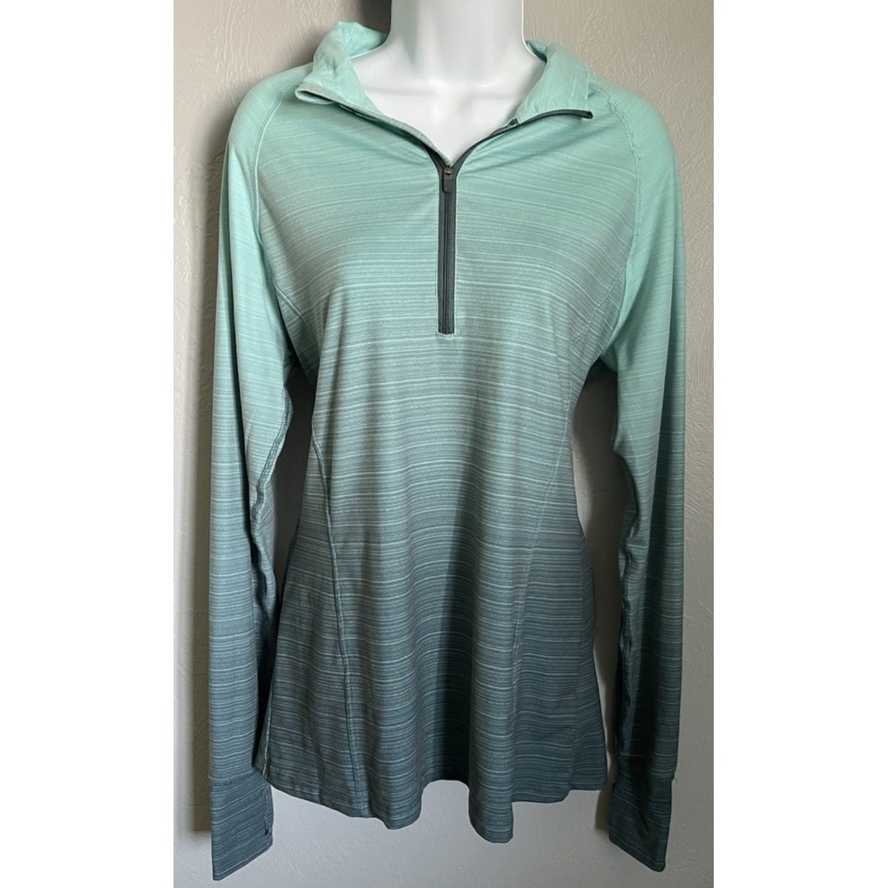 Stoic Pullover Jacket Women's Size Large 1/4 Zip Blue Long Sleeve Thumb‎ Holes